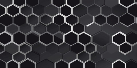 An abstract metallic hexagonal grid pattern forms a seamless, honeycomb-like texture