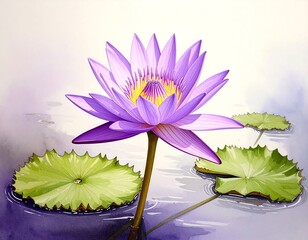 Vibrant purple lotus flower on water