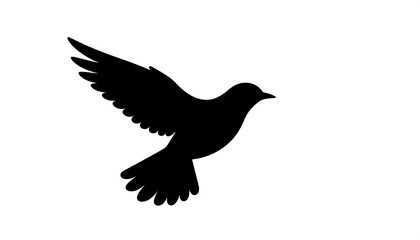 Fototapeta premium A simple silhouette of a bird in flight against a plain white background.