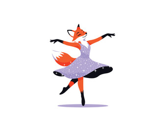 Graceful fox dancer in a sparkling dress performs a ballet pirouette © Femke