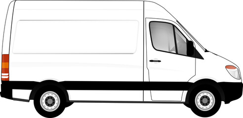 white isolated sales van on white bacground