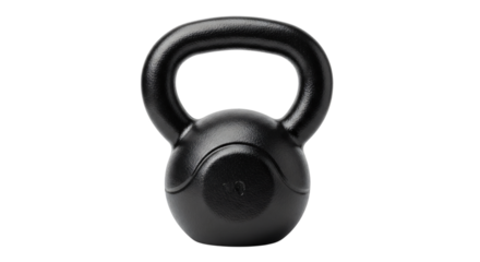 Black kettlebell isolated on transparent background