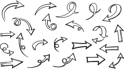 Elegant arrows set for business plan, presentation and education. Sign, Symbol, Hand drawn arrow collection