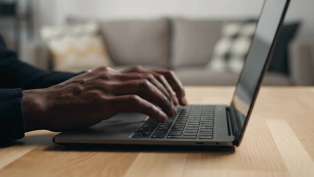 Typing on a Laptop Capturing the essence of remote work and digital communication for a modern lifestyle