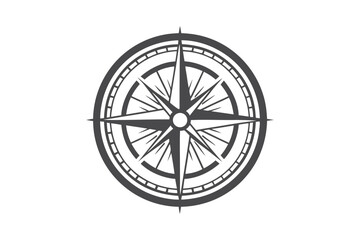 Simple Gray Compass Rose on White Background Element