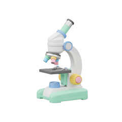Cute 3d rendered cartoon microscope isolated on transparent background
