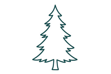 Obraz premium Simple graphic outline of a fir tree isolated on transparent background, teal
