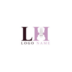 Elegant LH Logo with Violin Design