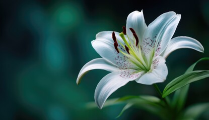Fototapeta premium Soft white lily, dark backdrop