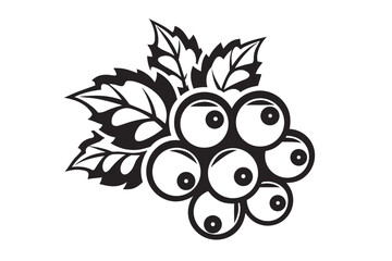 Stylized Blackberries with Decorative Leaves on White Background