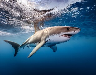 Naklejka premium great white shark in ocean