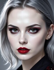 Close-up portrait of a woman with dramatic makeup
