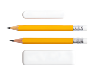 Pencil and eraser isolated on transparent background