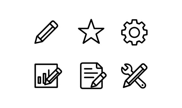 Simple linear icons for design and development projects