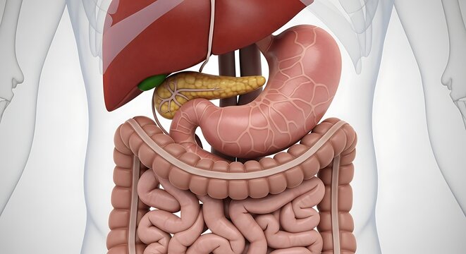 Human Digestive System Anatomy Illustration.