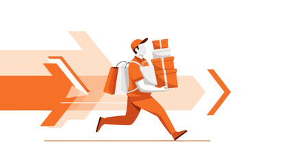 Fast and Efficient Courier Delivering Packages and Shopping Bags Quickly to Customers