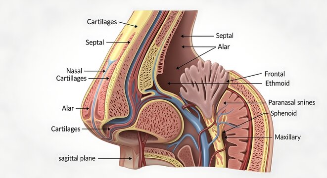 Human Nasal Cavity Anatomy Diagram.