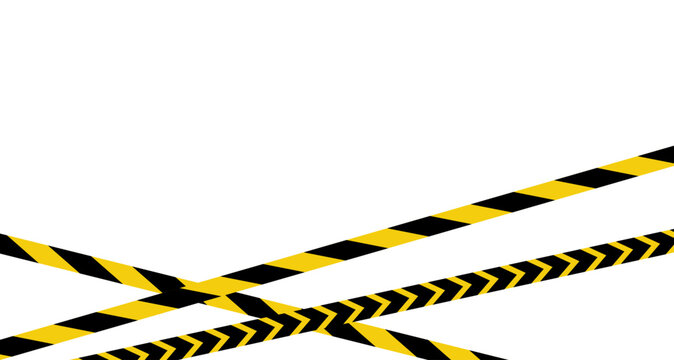 Yellow and red warning tapes on white background. Danger line vector. 