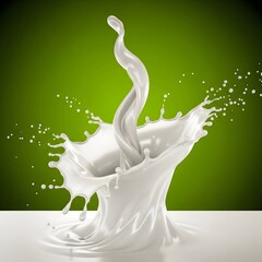 Artistic Splash of Fresh Milk Creating an Elegant Swirl and Droplets