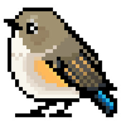 ドット絵 アニマルイラスト, ルリビタキのメス	