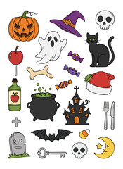 Color halloween sticker set