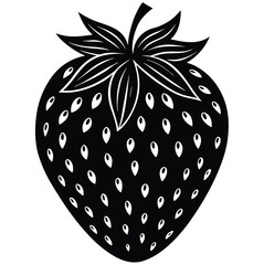 Strawberry and apple vector illustration with leaves on white background