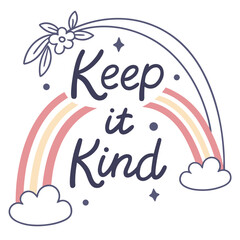 Obraz premium Handwritten phrase keep it kind in a short sweet and friendly style perfect for positive messaging and design accents