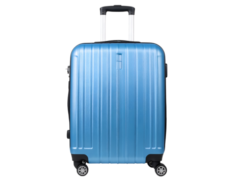 Travel suitcase with wheels isolated on transparent background