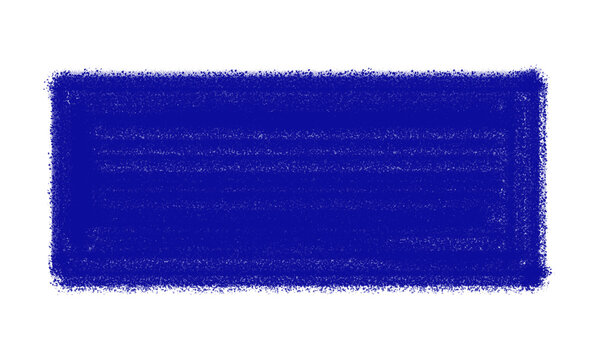 Blue crayon rectangle isolated on transparent background