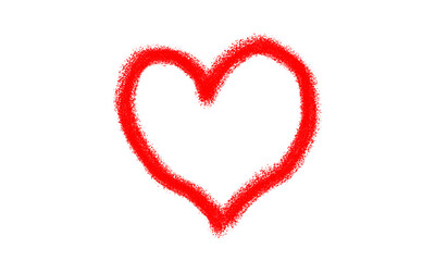 Red crayon heart outline isolated on transparent background