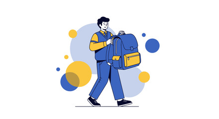 Naklejka premium Illustration of a Person Carrying a Backpack in a Simple and Modern Minimalist Design