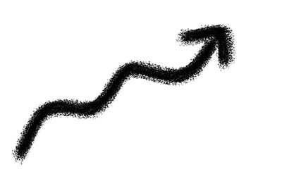 Black arrow pointing upwards on a transparent background