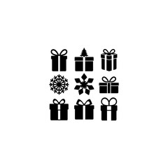 Vector art of set of gift boxes collection of gift boxes with bows Christmas gift silhouette gift vector illustration gift icon present 