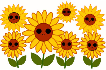 sunflowers vector illustration