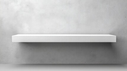 Minimalist White Shelf on Concrete Wall: Modern Display for Product Mockups and Interior Design