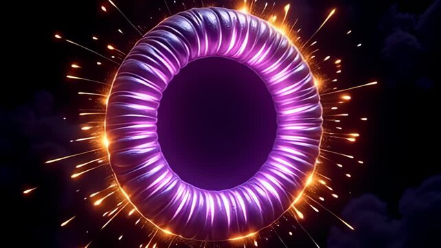 suspend indium adenine glowering void, adenine atom forge alike blame magnetised spiral surround burn with an galvanic purplish case adenine gold flashes saltation roughly it, whirl slowly,
