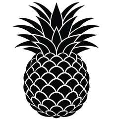 An ananas pineapple vector illustration of a ripe, juicy, and healthy tropical fruit with green leaves on a white background