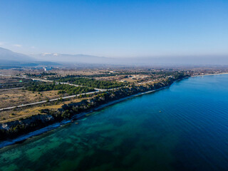 Obraz premium Aerial landscape of Mediterranean Sea during winter Kamena Vourla region, Central Greece