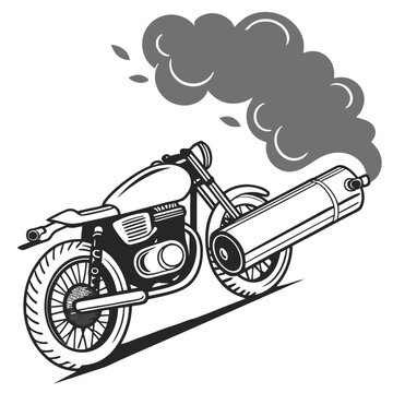 Vintage Motorcycle with Exhaust Smoke Illustration
