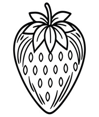 Vector illustration of a fresh, red apple and a juicy strawberry with green leaves