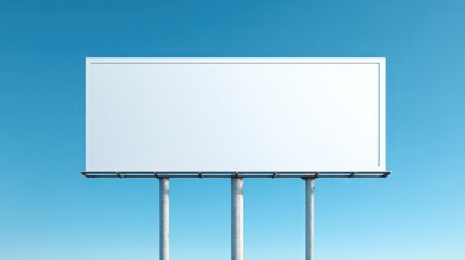 Obraz premium Blank Billboard Mockup Against Blue Sky: Ideal for Advertising and Marketing Campaigns