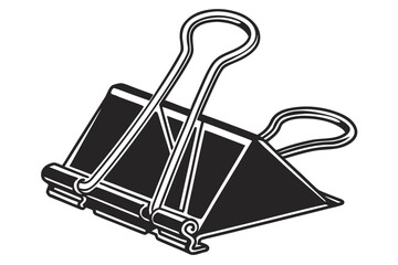 Black binder clip isolated on white background graphic illustration