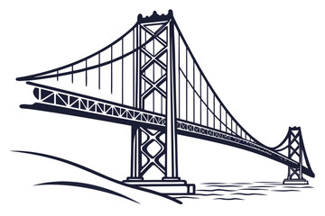 Fototapeta premium Iconic suspension bridge silhouette over water