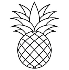 Vector illustration of a fresh, juicy, and ripe tropical pineapple with a green leaf isolated on a white background