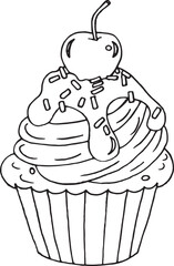 cupcake hand draw for colouring