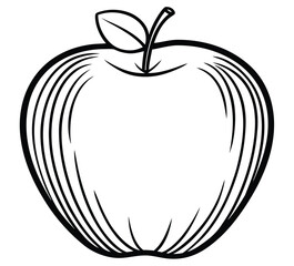 Red apple vector illustration with leaf in simple design