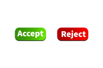 Green ACCEPT Button and Red REJECT Button Setting toggle design element for mobile app interface, web. Isolated on Transparent Cutout PNG