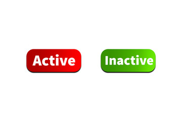 Green INACTIVE Button and Red ACTIVE Button Setting toggle design element for mobile app interface, web. Isolated on Transparent Cutout PNG