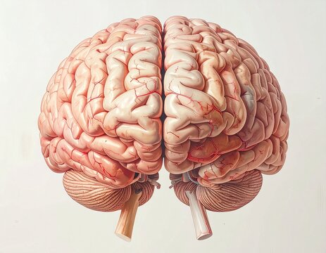 Detailed real human brain isolated on a clean white backdrop, representing the center of cognition, neurology, and human intelligence