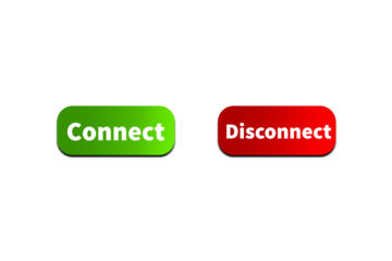 Green CONNECT Button and Red DISCONNECT Button Setting toggle design element for mobile app interface, web. Isolated on Transparent Cutout PNG